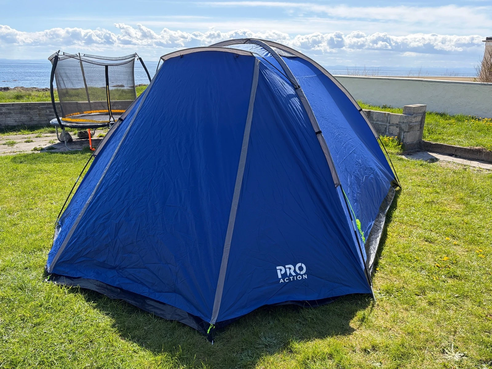 Pro Action 6 Person Dome Tent With Porch Blue Family Festival Camping Shelter