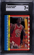 Fleer Basketball Sticker 1987-88 #2 Michael Jordan Chicago Bulls SGC 7 NM