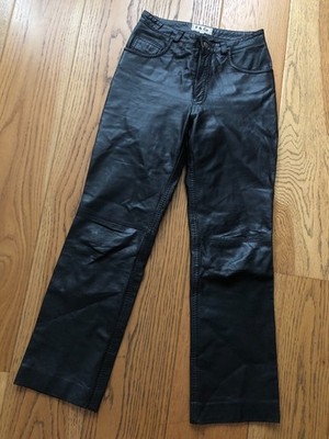 F&Co Vintage Lederhose Echtleder Schwarz Hose EU36 UK8 W28 X L30