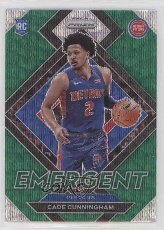 2021-22 Panini Prizm Emergent Green Wave Cade Cunningham #22 Rookie RC 01qg