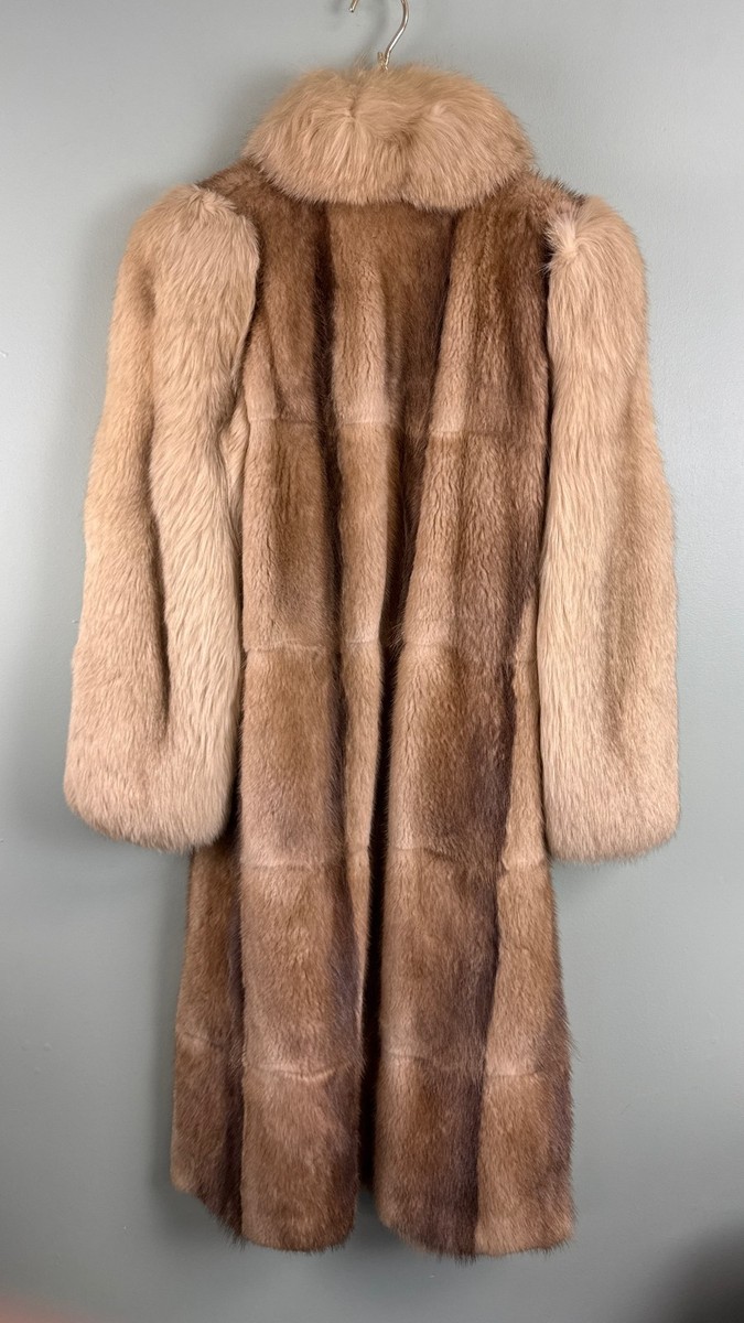 Vintage Evans Furs Womens Fox Cream Brown Fur Full Length Jacket