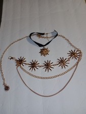 Vintage Sun Celestial Chain Belt Metal Gold-Tone Whimsigoth Boho Witchy 90s Y2K