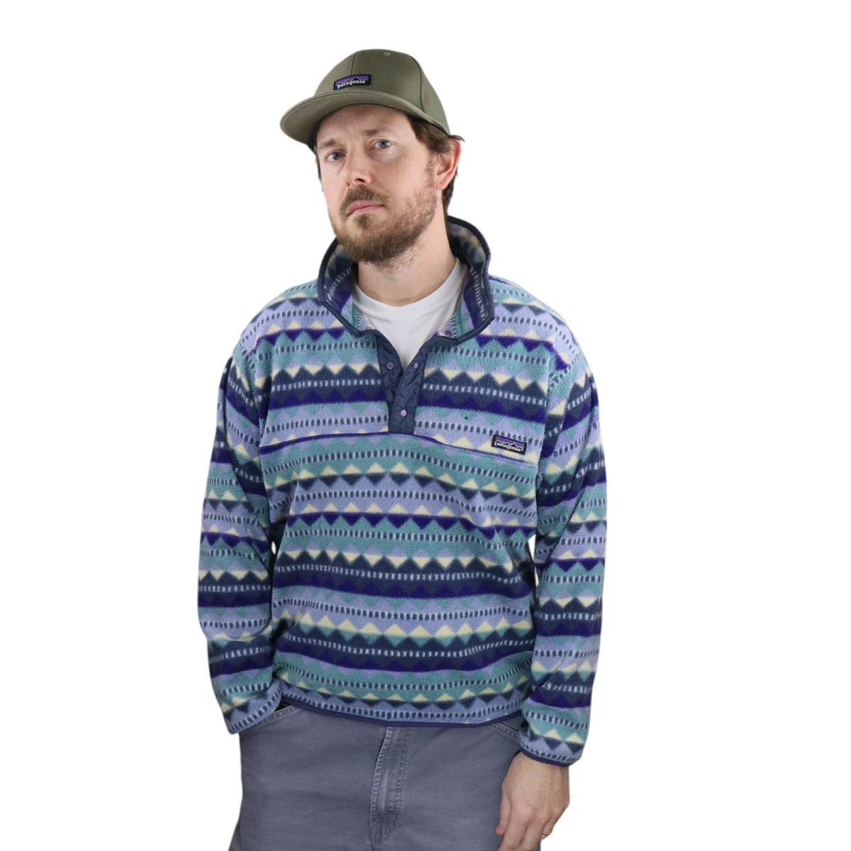 Vtg 90s Patagonia Aztec Synchilla Fleece Snap-T Pullover Mens