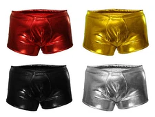 G5553 Mens Boxer Brief Shiny Metallic Trunks Contoured Pouch Full Back