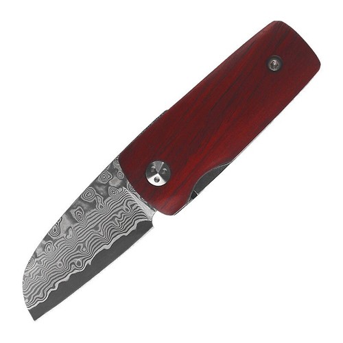 Mini cuchillo plegable con hoja de Damasco para camping al aire libre - Imagen 8 de 17