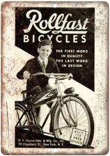 Rollfast Bicycles Vintage Art Ad Reproduction Metal Sign B454