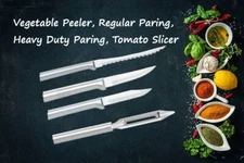 Rada 4 pc Set Vegetable Peeler, Regular Paring, Heavy Duty Paring & Tomato Slicr