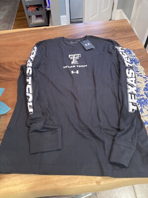 MENS Under Armour  TEXAS TECH RAIDERS FOOTBALL LONG SLEEVE SHIRT XL BLACK NWT