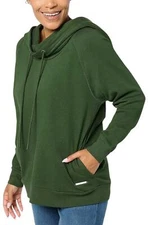 Peace Love World Women's Alina French Terry CowlNeck Sweatshirt Green