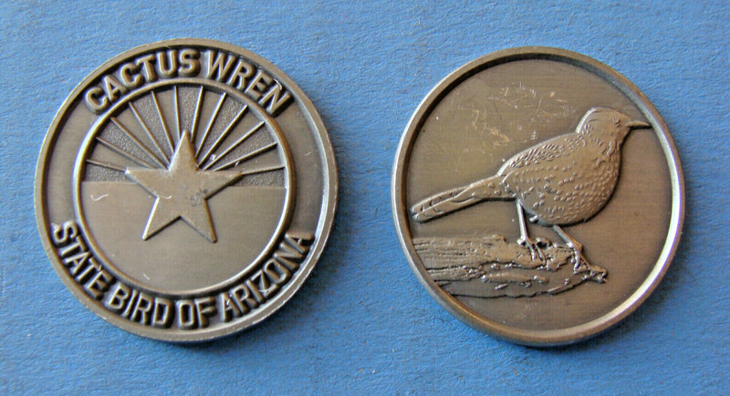 2 ARIZONA NPS-Style 3-D Collectible Tokens - Bird + Flower - New - Free Ship?
