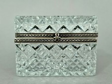 L0447 Zuckerdose / Schatulle geschlifenes Kristallglas mit Metallmontierung