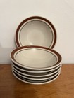 VTG Vintage Stoneware Ceramic Japan Glass Beige Red/Brown Set Of 6 Bowls — photo 1