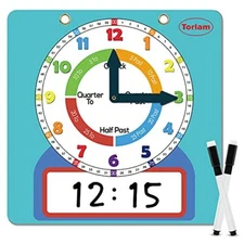 Magnetic Writable Dry Erase Learning Clock | Clock For Kids Learning To Tell Tim