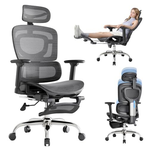 Ergonomic Office Chair with Breathable Mesh and Adaptive Lumbar Support, Classic Design-image