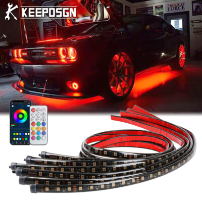 6PCS LED RGB Underglow Neon Light Strips Brake Reverse Turn Signal For Dodge SRT