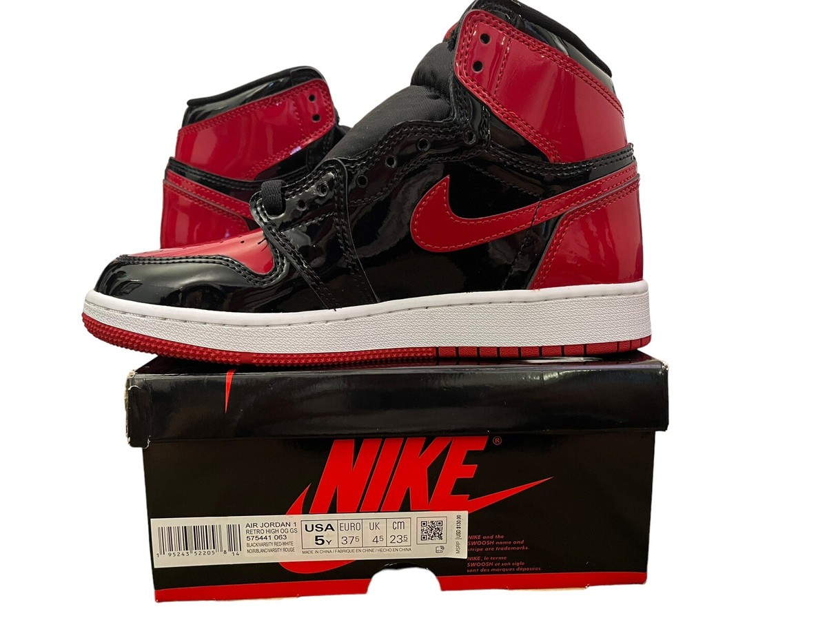 New W Box Authentic Nike Air Jordan 1 Retro High OG Patent Bred GS