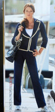 169 BOSTON PROPER Navy Crested Blazer Knit-jean Warm-up Coordinates sz.4, NEW