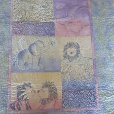 CHILDS QUILT, ELEPHANTS, BEARS, TIGERS AND LIONS. All Machine 39"x39"