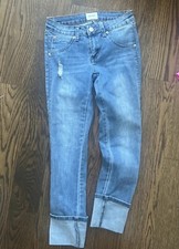 Hudson Jeans Girls 14 Flap Pocket Skinny Light Blue Denim Cuffed Jeggings