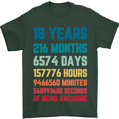 18. Geburtstag 18 Jahre Herren T-Shirt 100% Baumwolle