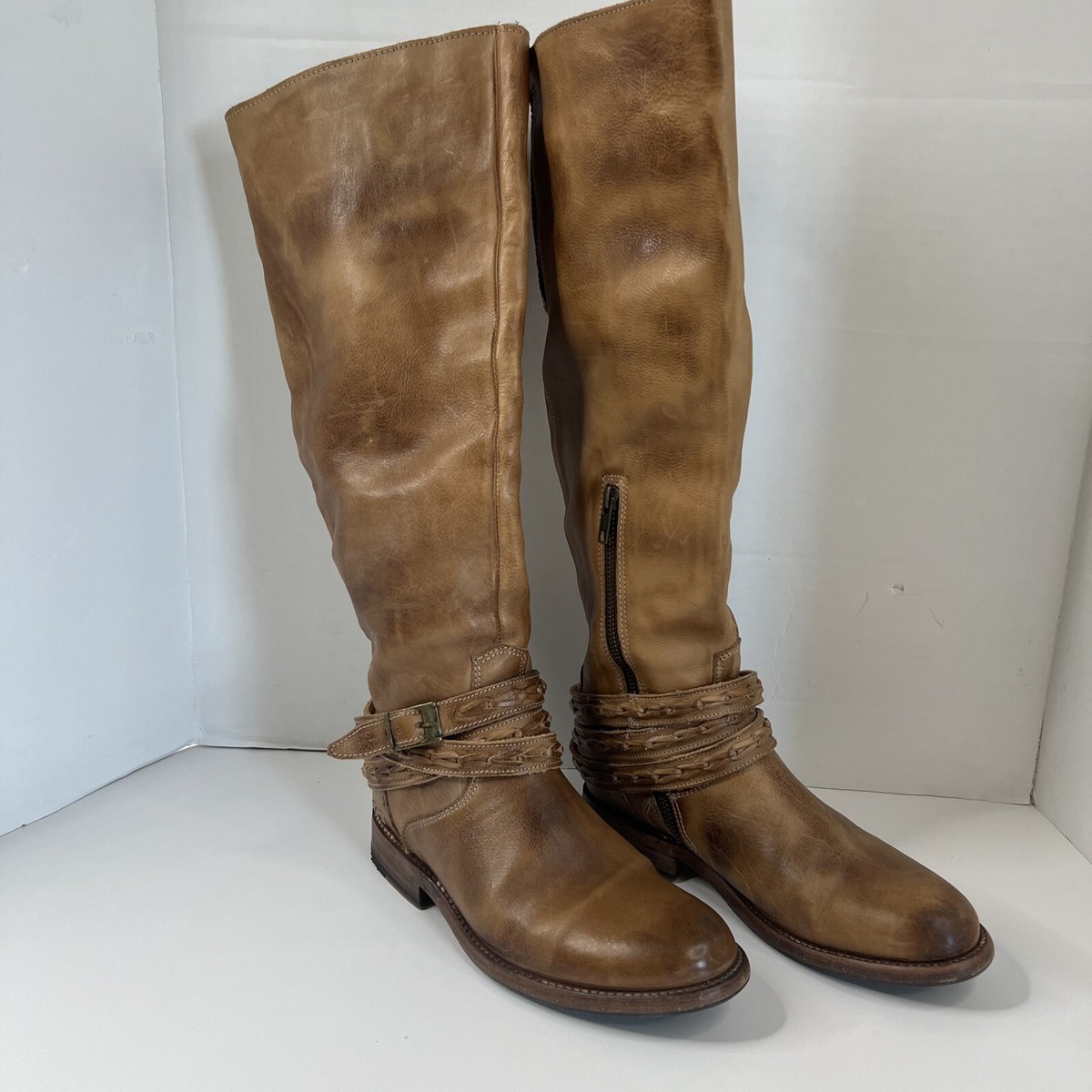 る〜か　ブラウン Bed Stu Women's Cobbler Brown Boots Tall Leather Size 6.5 Artisan
