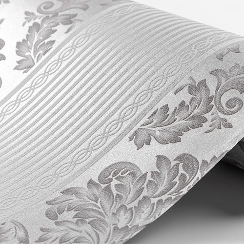 Silver Grey Wallpaper Roll Damask Glitter Embossed Textured Non-Woven`Wall Paper - Picture 11 of 22