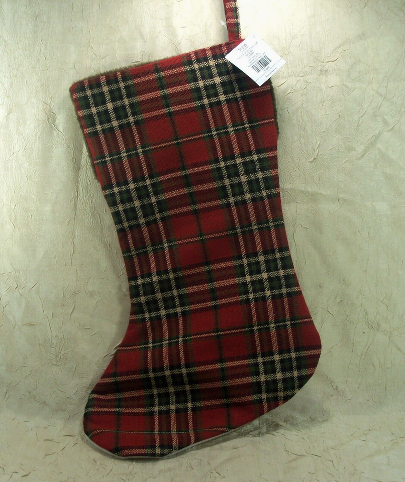 Black Bears & Trees Red Plaid Christmas Holiday Stocking Hobby Lobby