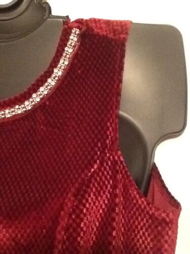 Dressbarn Woman Faux Velour Top BURGUND ärmellos Schmucksteinen besetzt 1X 2X 3X Urlaub neu - Bild 5 von 12