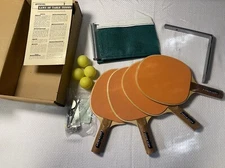 Harvard Table Tennis VTG New In Box Flaws 4 Paddles *Pics Balls Net Ping Pong