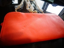 Mark and Graham Leather orange handbag gold  chain Monogrammed JKK New
