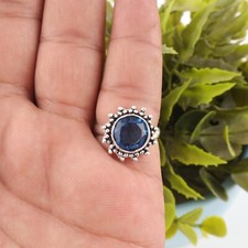 London Blue Topaz Gemstone 925 Stamp Silver Handmade Jewelry Ring For Engagement
