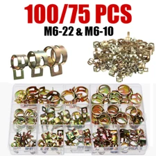 100/75x Spring Hose Clamps Clip Fuel Line Water Pipe Air Tube Fastener M6-22 Kit