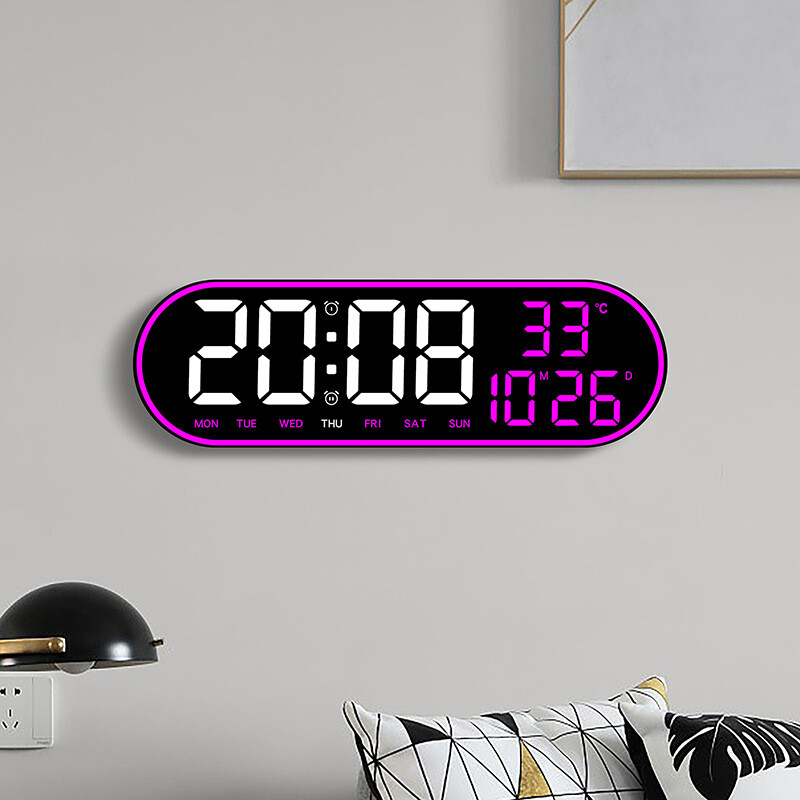 Large Screen LED Digital Wall Clock Temperature Date Alarm Electronic Clocks