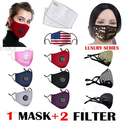 2 Reusable Face Filter Mask Protection Activated Carbon Mask W/4 Filters PM2.5