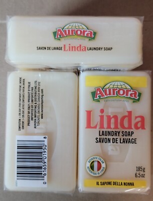 3 x Linda Italian Laundry Soap Bar 6.5 oz Natural Fabric Wash Soap FREE SHIPPING