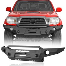 Fit 2005-2011 Toyota Tacoma Steel Front Bumper W Skid Plate Winch Plate Black