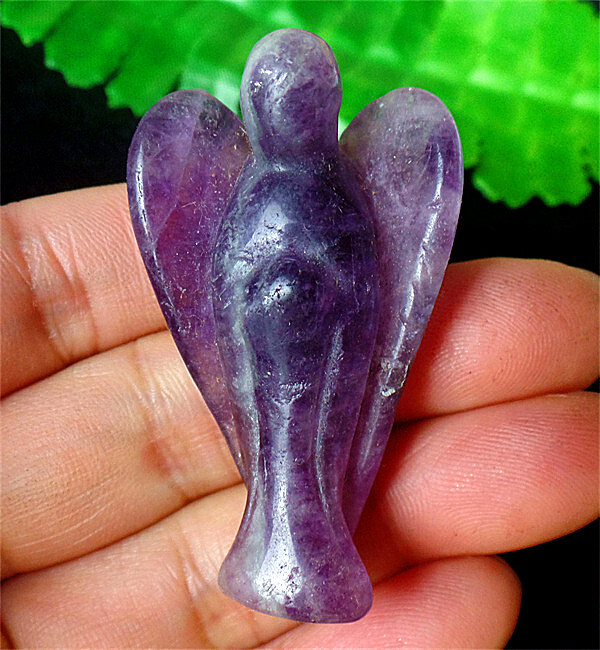 23g 49x29x15mm Natural Purple Fluorite Carved Angel Furnishing