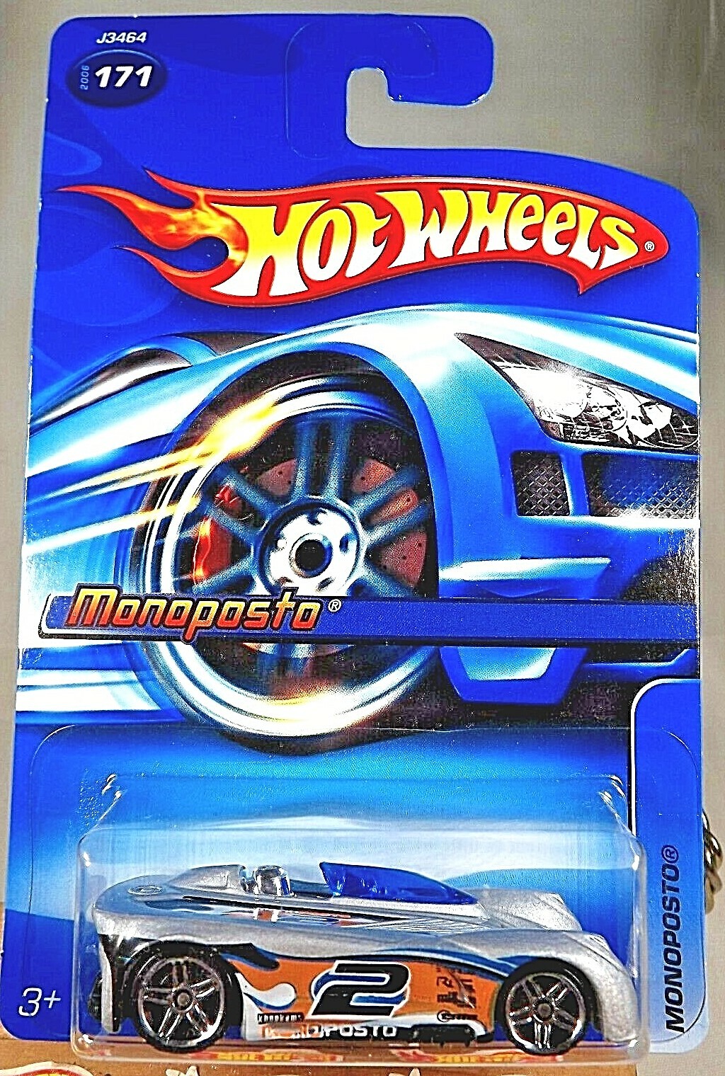 2006 Hot Wheels Mainline/Collector #171 MONOPOSTO Gray w/Chrome Pr5 Spoke Wheels
