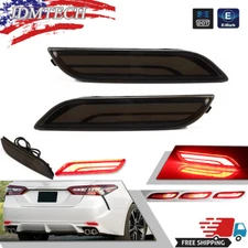 Smoke LED Rear Reflector Tail Brake Signal Lamp Foglights For 18-up Toyota Camry