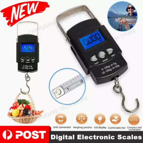 Portable LCD Digital Electronic Fishing Travel Luggage Hanging Weighing Scale AU