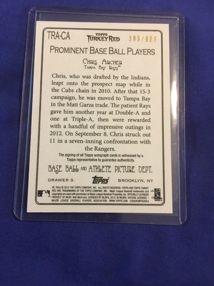 2013 Chris Archer Auto Autograph Turkey Red Signed Card Awesome!!! - Image 3 of 3