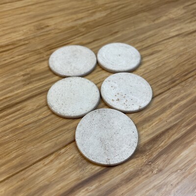 Vintage Lot of 5 Wooden Poker Chips Estate Find KG JD