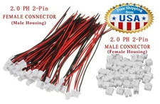 5 pairs Mini Micro JST PH 2.0mm  2Pin, 5 FEMALE W. Cable & 5 MALE Board Conn.