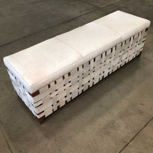 Arteriors Home Elis Bench White Hair on Hide Rose Gold Steel Frame**