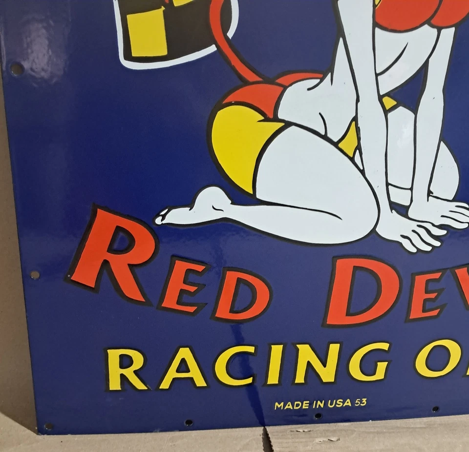 Harley Davidson Red Devil porcelain Enamel Sign  36 x 24 Inches 1 Sided - Image 2 of 4