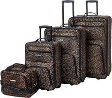 Rockland Softside Expandable Luggage Set 4 Piece 14" 19" 24" 28" Leopard
