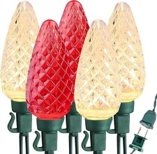 Red  Warm White C9 Christmas Lights 33ft 50 LED Outdoor