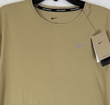 Nike Running Shirt Medium Mens UV Miler Dri Fit Beige Tan UVA UVB New NWT