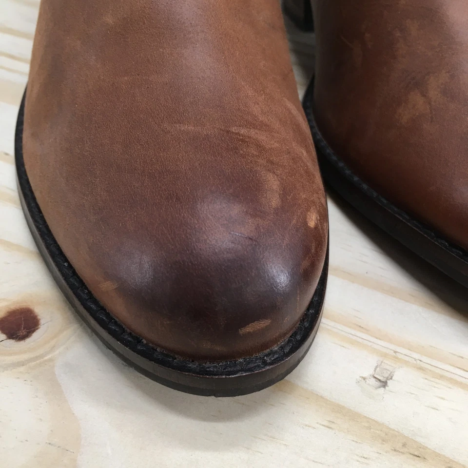 Earth Boots Mujer 11 West Riverton Botín al Tobillo Cuero Tostado Cremallera Lateral Tacón Bloque Foto 4 de 4