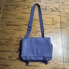Bolso Mensajero Bandolera Lacoste Azul Marino Piqué Logo Deletreado Unisex Bolso para Laptop